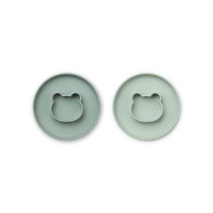 LIEWOOD, talerzyki silikonowe Gordon plate 2-pack - Mr bear mint mix
