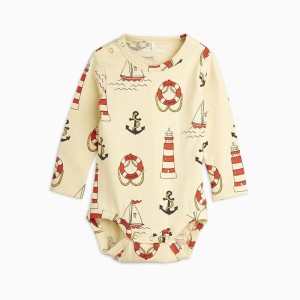 MINI RODINI, BODY LIGHTHOUSE LONG SLEEVE YELLOW