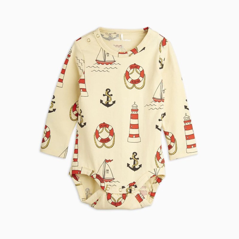 MINI RODINI, BODY LIGHTHOUSE LONG SLEEVE YELLOW