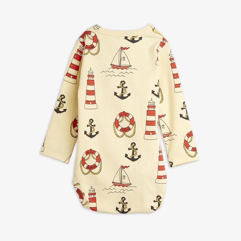 MINI RODINI, BODY LIGHTHOUSE LONG SLEEVE YELLOW