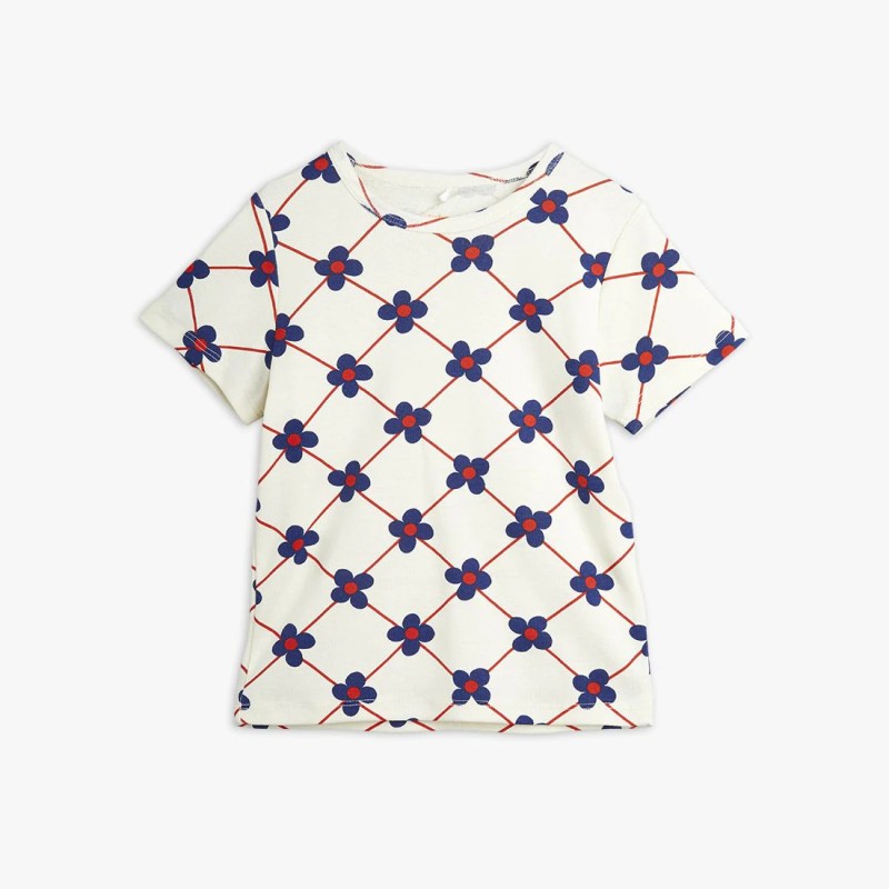 MINI RODINI, FLOWER CHECK T-SHIRT 80/86