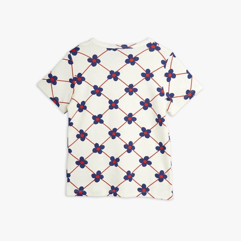 MINI RODINI, FLOWER CHECK T-SHIRT 80/86