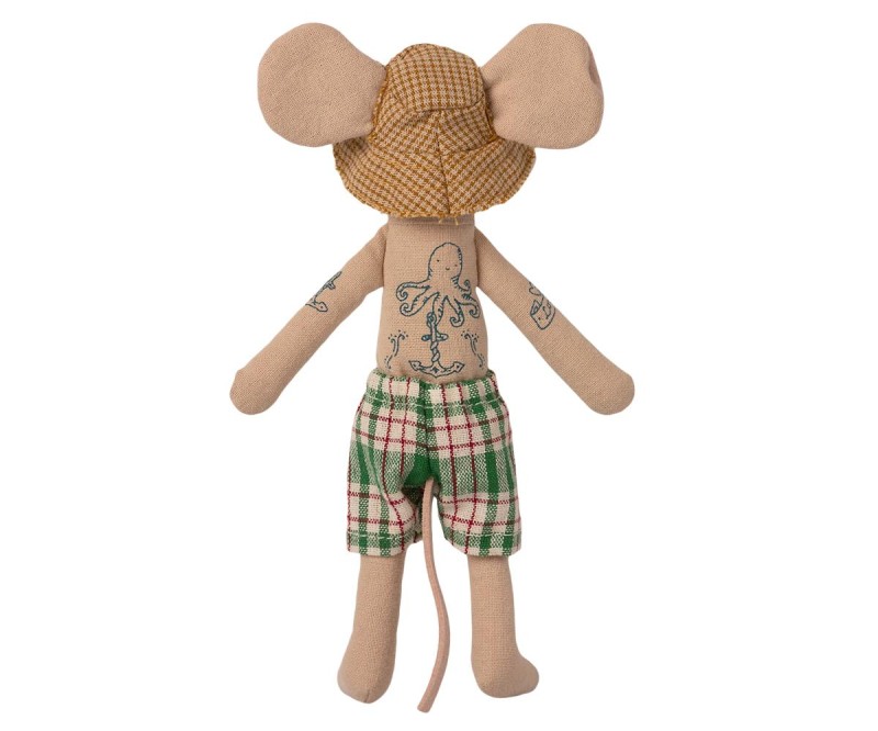 MAILEG myszka tata z kabiną plażową, BEACH MICE, DAD IN CABIN DE PLAGE