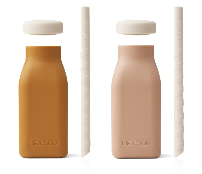 LIEWOOD, butelki silikonowe Erika milkshake bottle 2-pack - Mustard/dark rose mix