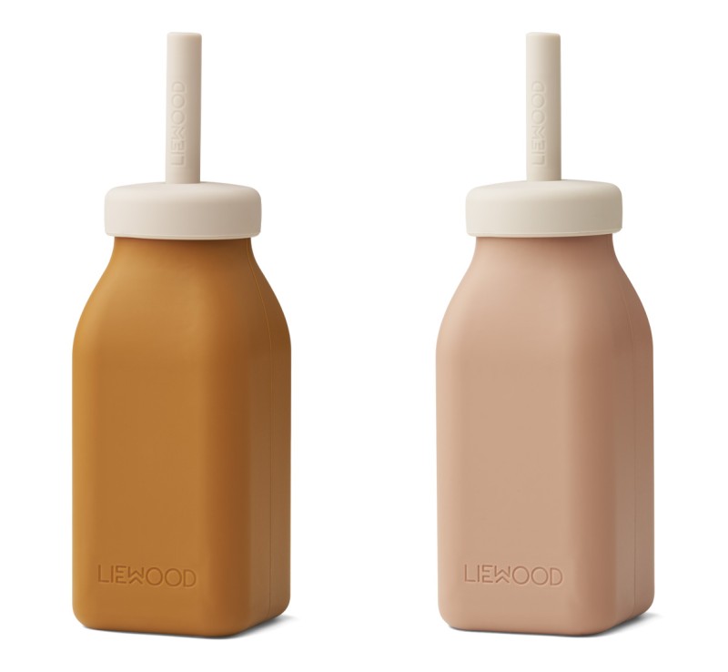 LIEWOOD, butelki silikonowe Erika milkshake bottle 2-pack - Mustard/dark rose mix