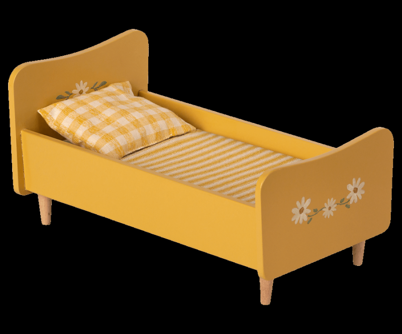 Maileg łóżko drewniane Wooden bed, Mini - Yellow
