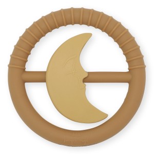 Konges Sloejd, silikonowy gryzak księżyc SILICONE TOYS MOON RATTLES ALMOND