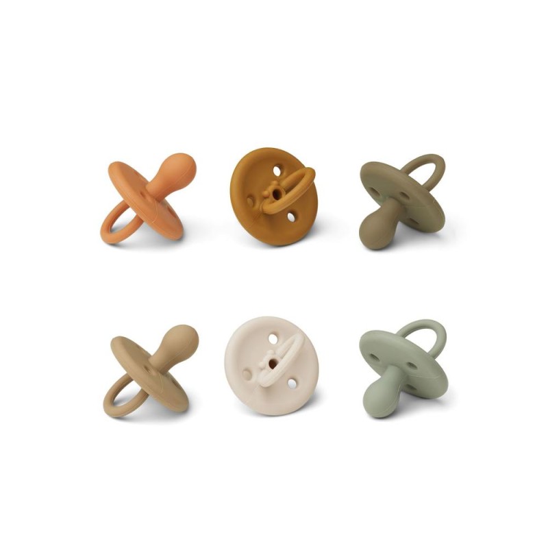 LIEWOOD, smoczek 6 sztuk,  Paula pacifier 6-pack - Golden caramel multi mix