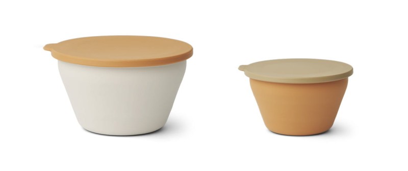 Liewood, składane miseczki silikonowe Dale foldable bowl set Almond