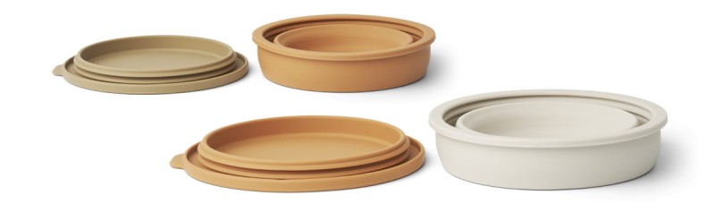 Liewood, składane miseczki silikonowe Dale foldable bowl set Almond