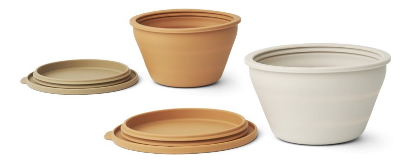 Liewood, składane miseczki silikonowe Dale foldable bowl set Almond