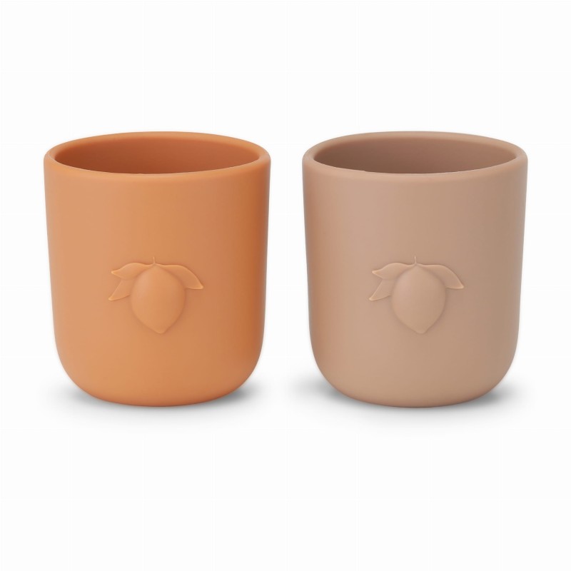 Konges Sloejd, silikonowe kubki 2 sztuki, lemon cups - blush/terracotta red