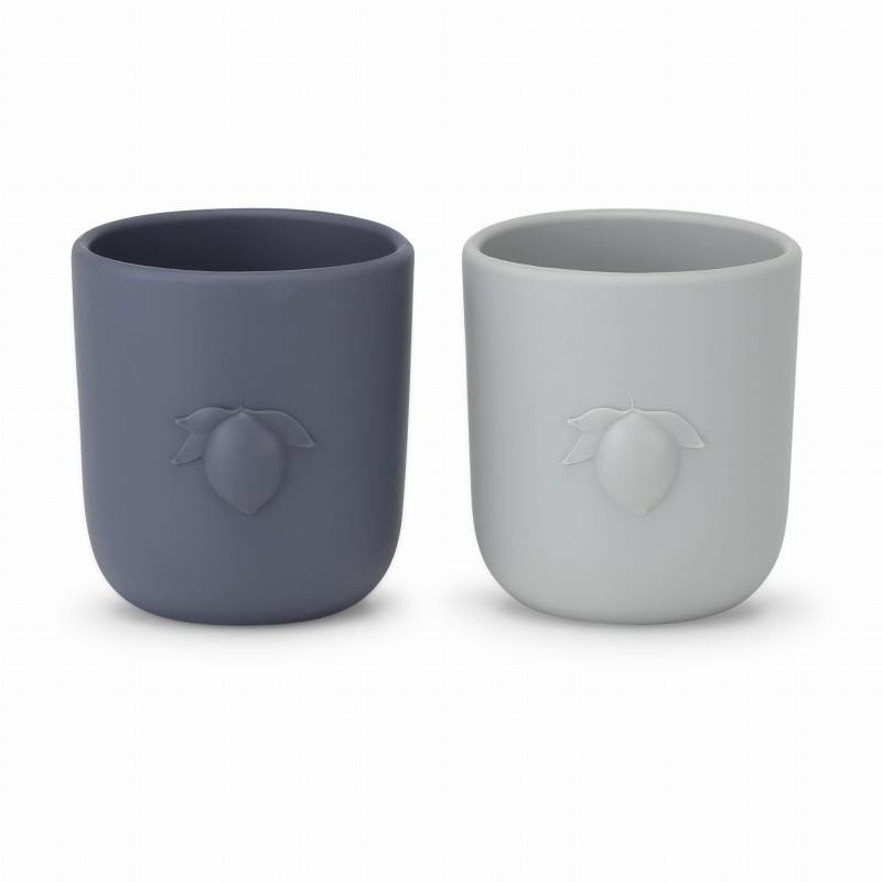 Konges Sloejd, silikonowe kubki 2 sztuki, lemon cups - topanga beach/shadow