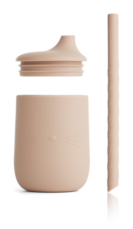 LIEWOOD kubek silikonowy ze słomką, Ellis Sippy Cup - Cat rose