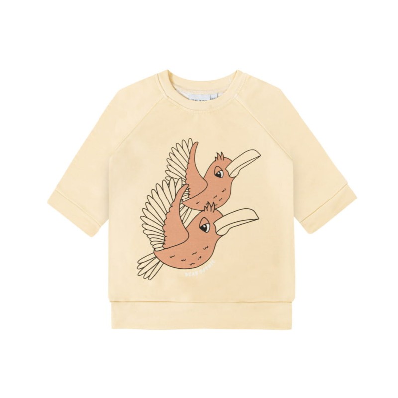 Dear Sophie, bluza z krótkim rękawem ptaki żółty 122-128