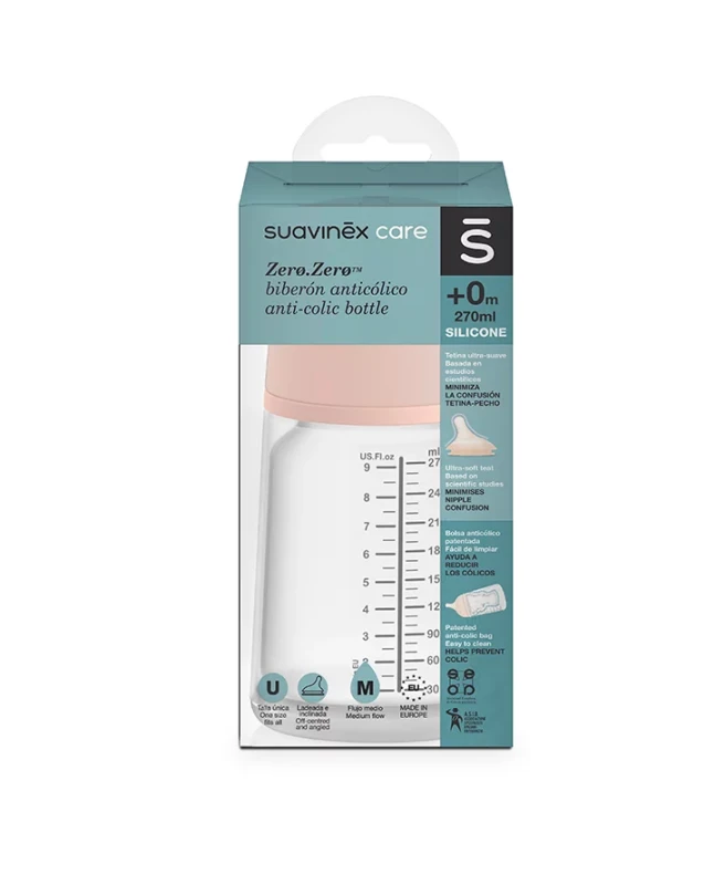 Suavinex, Butelka Zero Zero 270 ml, przepływ sredni