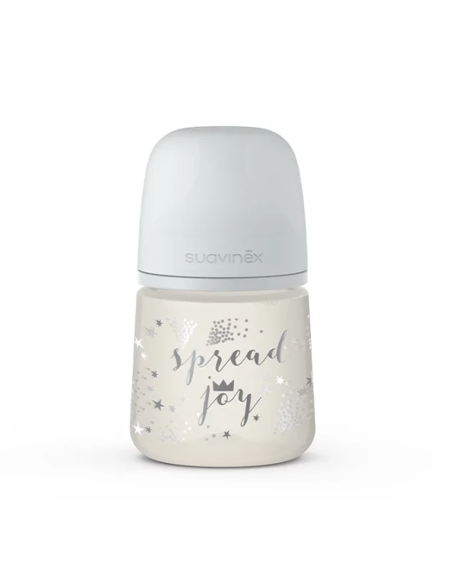 Suavinex, Butelka 150 ml smoczek fizjologiczny SX Pro wolny przepływ szara korona Spread Joy