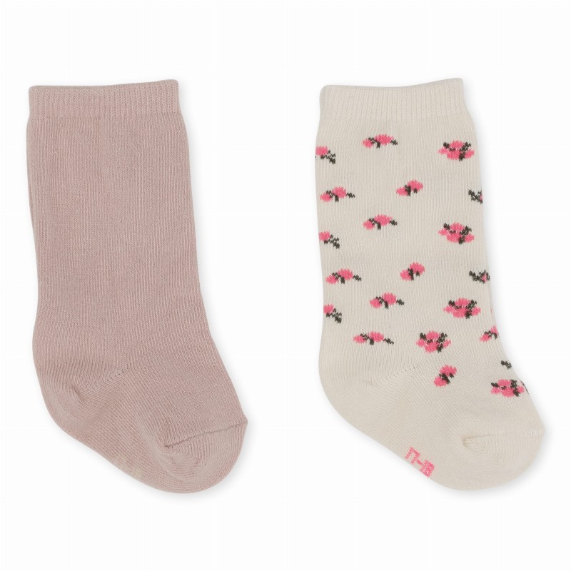 KONGES SLOEJD skarpetki 2 pary, 2-PACK JACQUARD KNEE SOCKS ROSE SMOKE