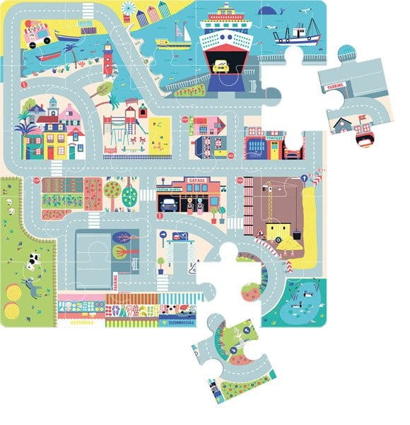 Auzou Puzzle duże miasto z drewnianymi autkami