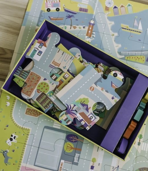 Auzou Puzzle duże miasto z drewnianymi autkami
