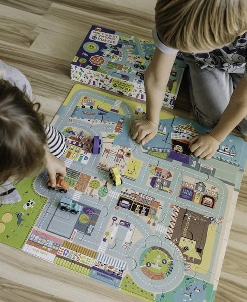 Auzou Puzzle duże miasto z drewnianymi autkami