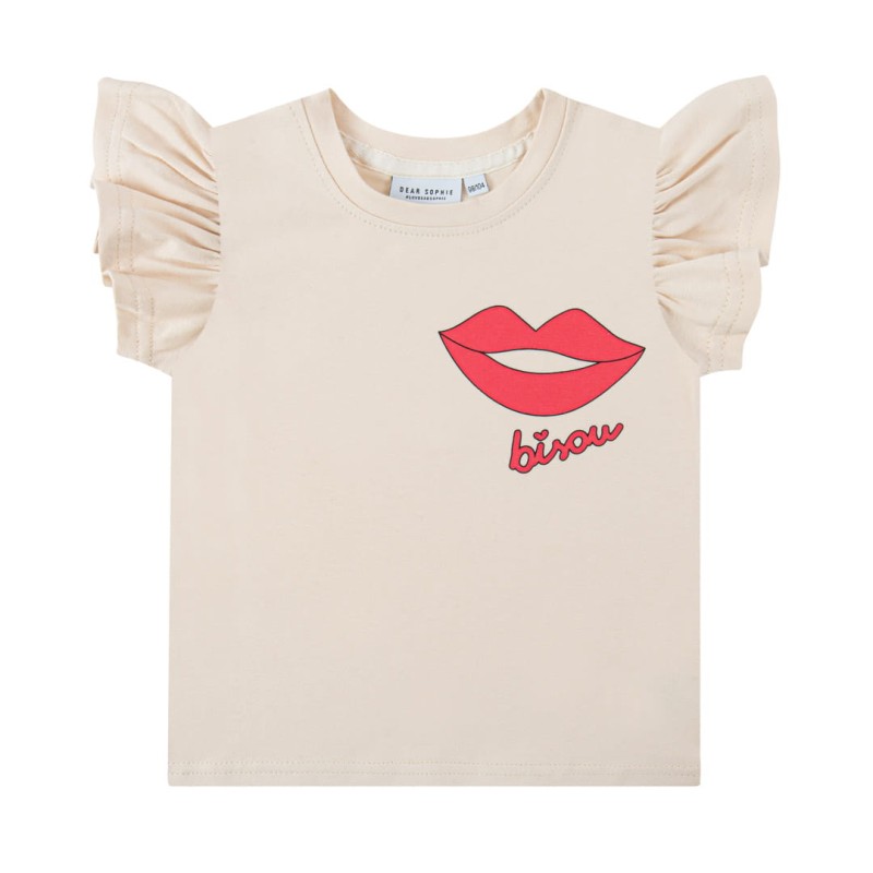 Dear Sophie t-shirt z falbankami usta