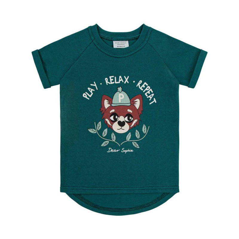 Dear Sophie wafelkowy t-shirt panda 74-80