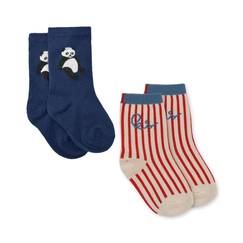 Konges Sløjd skarpetki jacquard 2 pary panda green/blue