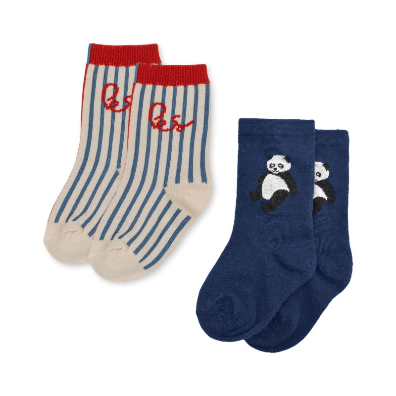 Konges Sløjd skarpetki jacquard 2 pary panda green/blue