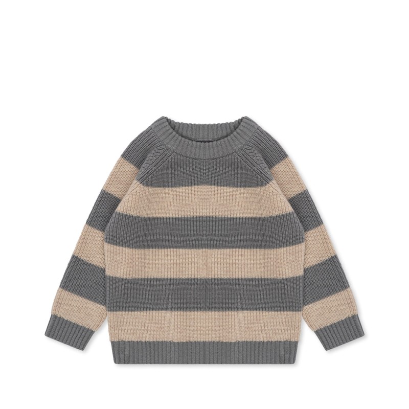 KONGES SLOEJD sweter Vitum w paski z wełny merino Sleet