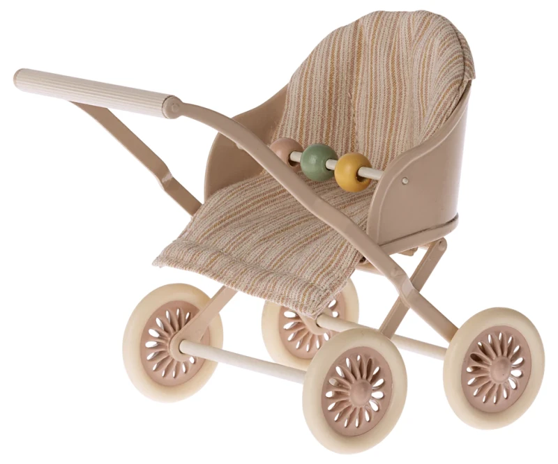Maileg, wózek spacerowy dla myszek baby różowy