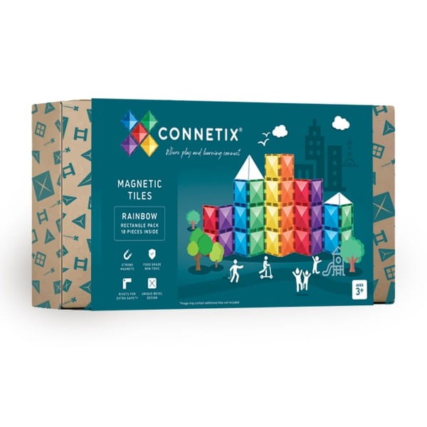 Connetix - klocki magnetyczne Rainbow zestaw prostokątów 18 elementów