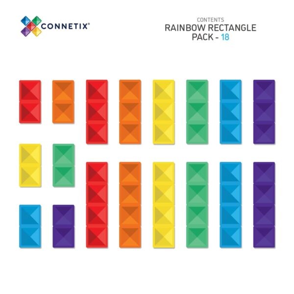 Connetix - klocki magnetyczne Rainbow zestaw prostokątów 18 elementów