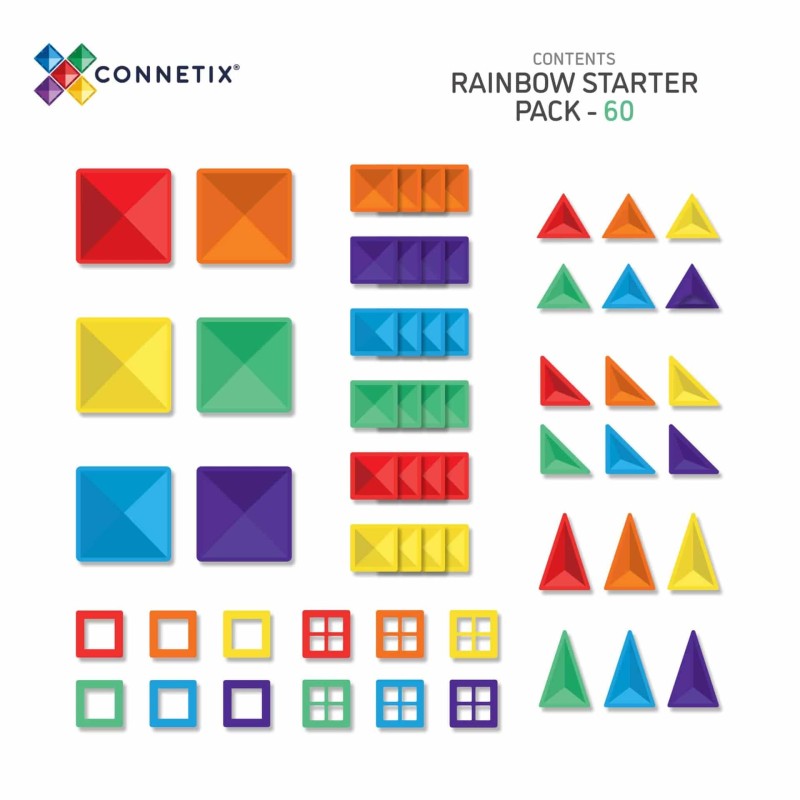 Connetix - klocki magnetyczne Rainbow zestaw startowy 60 elementów