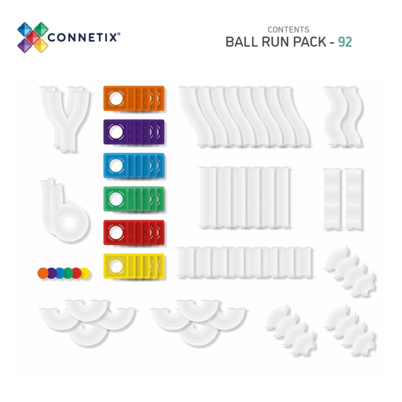 Connetix - klocki magnetyczne Rainbow kulodrom Ball Run 92 elementy