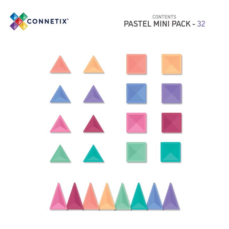 Connetix - klocki magnetyczne Pastel zestaw mini 32 elementy 