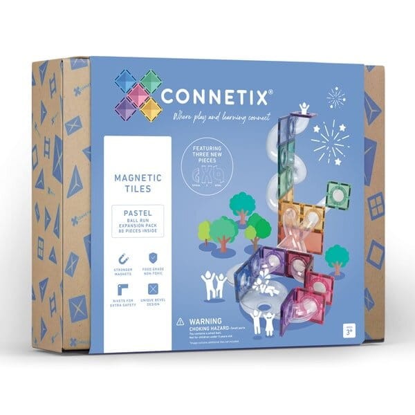 Connetix - klocki magnetyczne Pastel kulodrom Ball Run zestaw rozszerzający 80 elemntów 