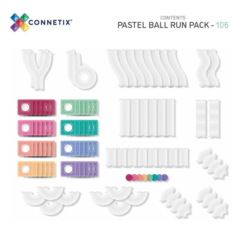 Connetix - klocki magnetyczne Pastel kulodrom Ball Run 106 elementów