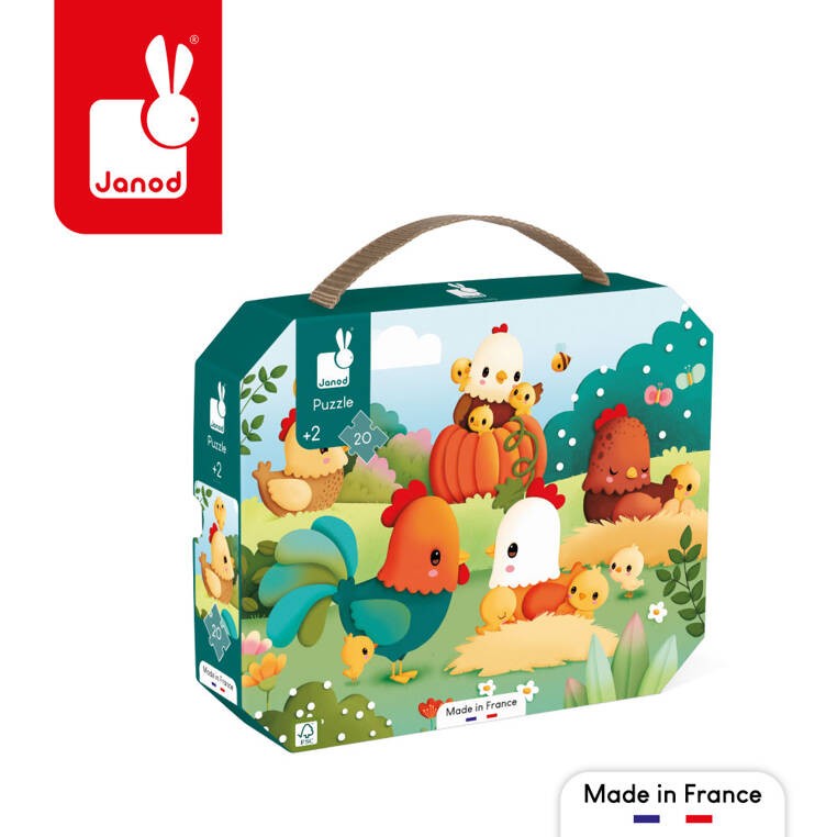 Janod Puzzle w walizce Witajcie na farmie 20 elementów