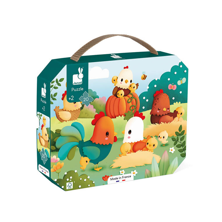 Janod Puzzle w walizce Witajcie na farmie 20 elementów