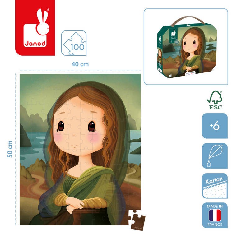 Janod Puzzle w walizce Obraz inspirowany twórczością da Vinci 100 elementów