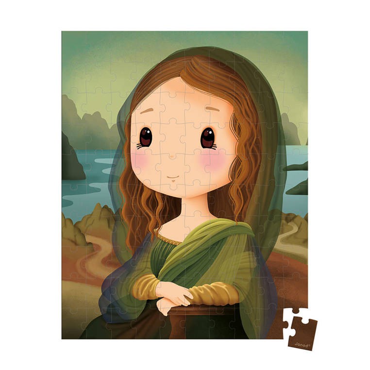 Janod Puzzle w walizce Obraz inspirowany twórczością da Vinci 100 elementów