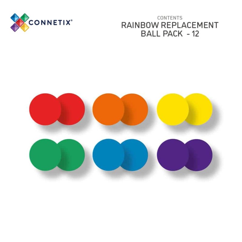 Connetix - piłki do kulodromu Rainbow 12 sztuk