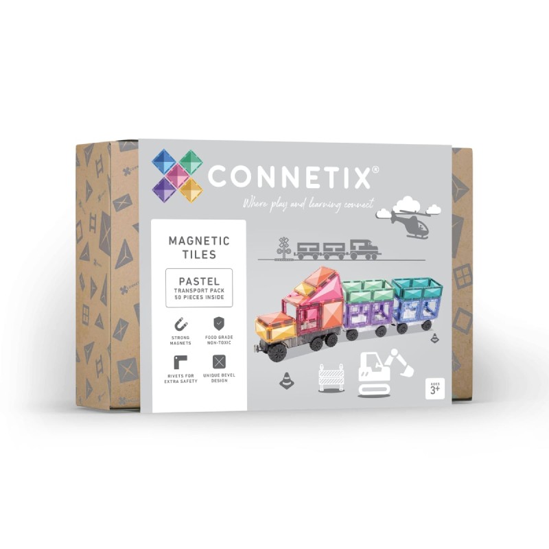 Connetix - klocki magnetyczne Pastel zestaw Transport 50 elementów