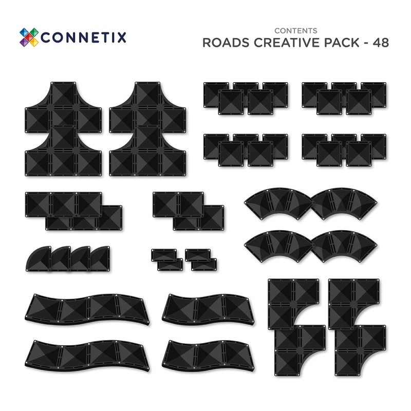 Connetix - klocki magnetyczne zestaw dróg 48 elementów
