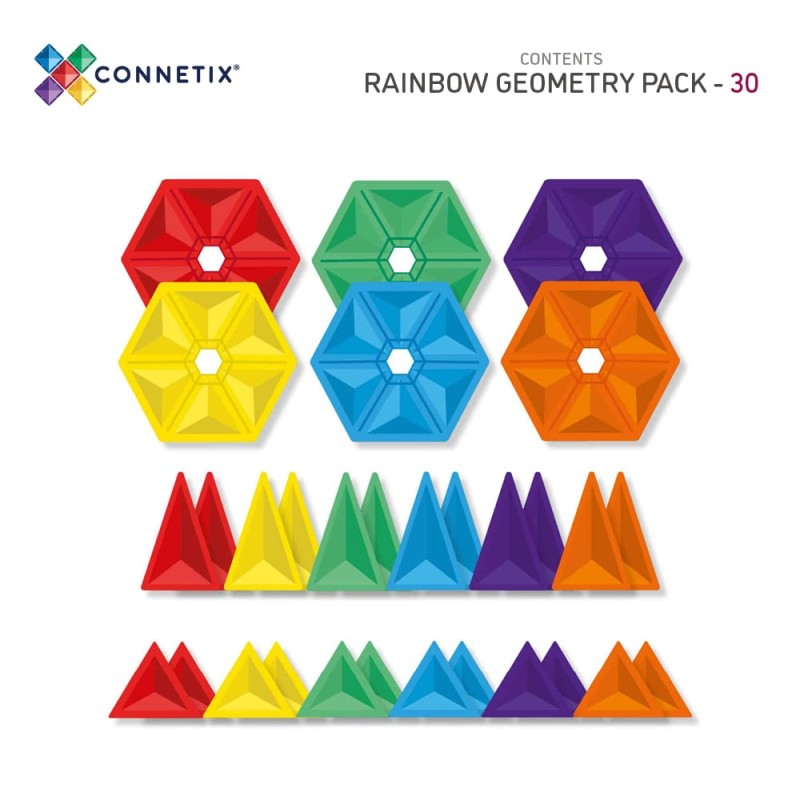 Connetix - klocki magnetyczne Rainbow Geometry Pack 30 pc
