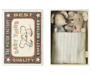 MAILEG Myszki bliźniaki w pudełku, twins mice in matchbox