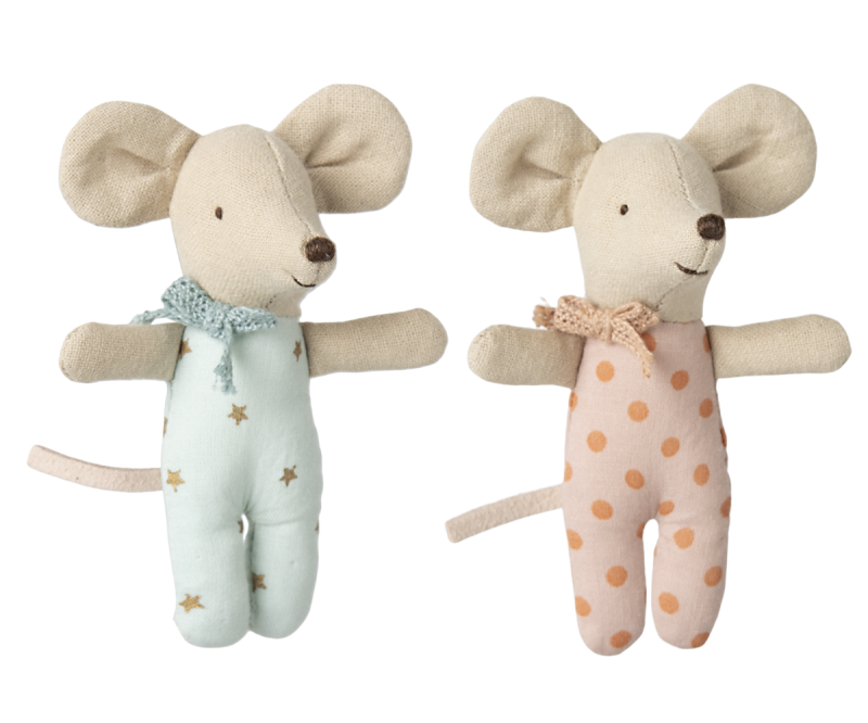 MAILEG Myszki bliźniaki w pudełku, twins mice in matchbox