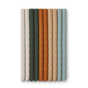 LIEWOOD, silikonowe słomki 10sztuk  Timoti straw - 10 pack - Mustard multi mix 