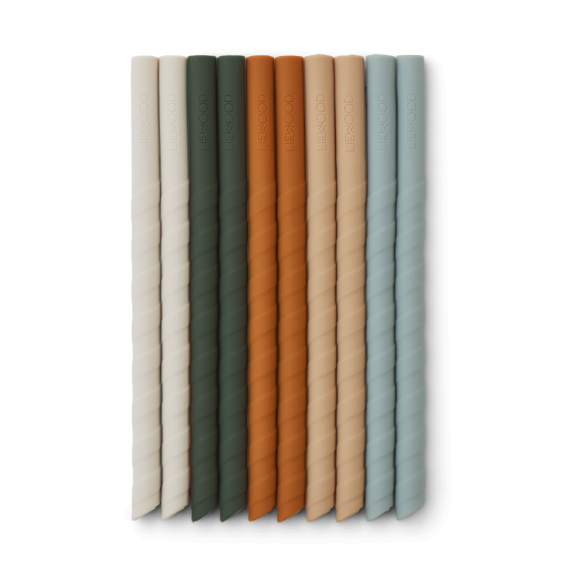 LIEWOOD, silikonowe słomki 10sztuk  Timoti straw - 10 pack - Mustard multi mix 